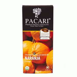 Chocolate Orgánico Pacari Naranja 50g.