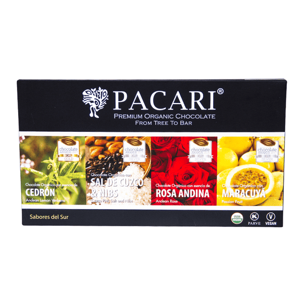 Chocolate Orgánico Pacari Pack Sabores del Sur 4ud 200g.