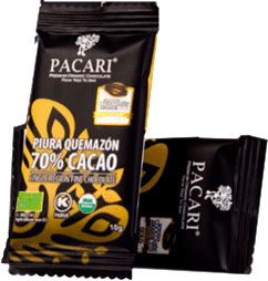 Chocolate Pacari Mini Barra Piura Quemazón 10g.