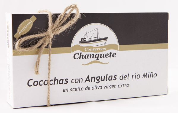 Cocochas con Angulas del río Miño en Aceite de Oliva Virgen Extra 250g.
