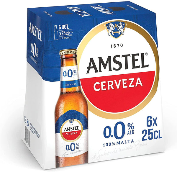 Pack Cerveza Amstel 0,0 Sin Alcohol 6x250ml.