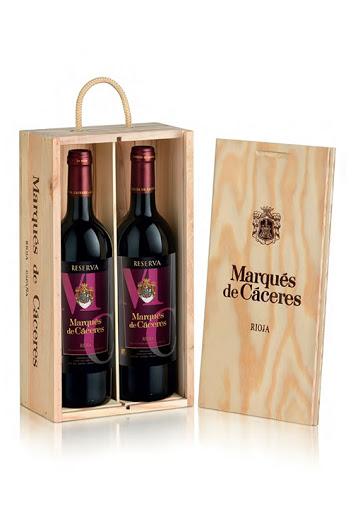 Vino Marqués de Cáceres Reserva 750ml Pack-2+Estuche Madera.